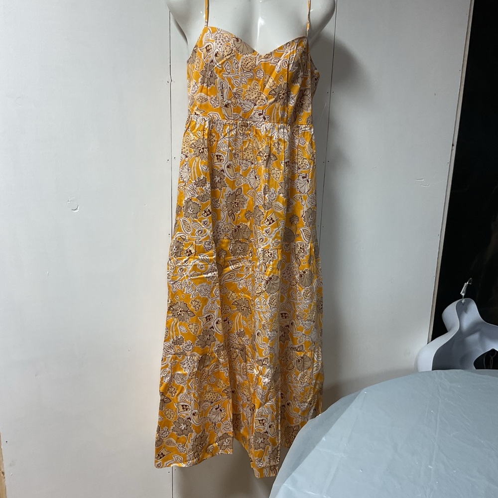 Floral Yellow Spaghetti Strap Dress size S